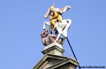 Middelburg The Netherlands - Joerisdoelen on the top a sculpture of patron Saint Georg Canel Abbey Miniature Walcheren